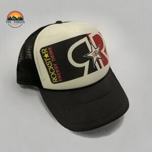 Y2K Rockstar Energy Drink Promo Snapback Trucker Hat Cap Black